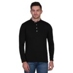 Solid Maroon V-Neck Full Sleeve Regular Wear T-Shirtst-Shirt for Men. (Medium, Black)