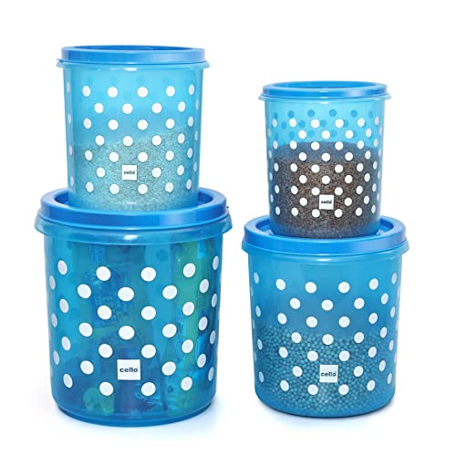 Cello Hi Fresh Safe Plastic Jumbo Container, 4 PC(Capacity – 5ltrs, 7ltrs, 10ltrs & 15ltrs), Blue