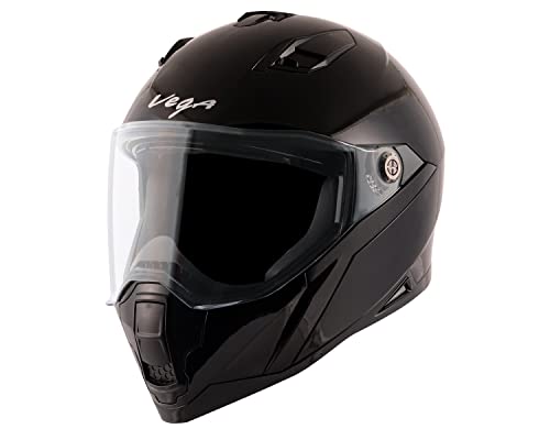 Vega Storm ISI Certified Full Face Helmet for Men and Women With Clear Visor and Extra Mercury Visor (Black, Size:M 57-58 cm)
