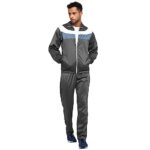Nivia Colorblock Polyester Zipper Tracksuits for Men/Full Sleeve Running & Sports Tracksuits-Grey/Light Blue/White(Medium)