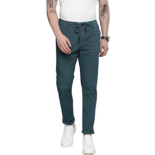 The Indian Garage Co Men’s Slim Fit Chinos (CHINO06-18_Teal Blue_32)