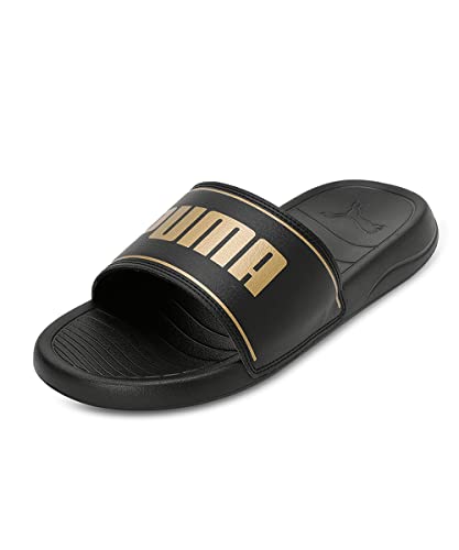 Puma unisex-adult Slide Max Black-Metallic Gold Slide Sandal – 8 UK (39453706)