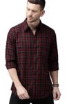 IndoPrimo Men’s Red Color Cotton Casual Checks Shirt for Men Full Sleeves (Medium, Red)