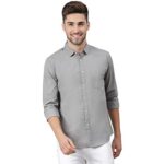 Dennis Lingo Men’s Solid Slate Grey Slim Fit Cotton Casual Shirt (C301_Slate_M)
