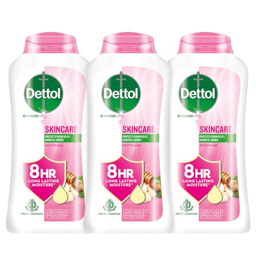 Dettol Body Wash and Shower Gel for Women and Men, Nourish (Pack of 3 – 250ml each) | Soap -Free Bodywash | 8h Moisturization