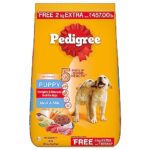 Pedigree Puppy Dry Dog Food, Meat & Milk Flavour, 20 + 2 Kg Free, Complete and Balanced Nutrition for All Breed Size Puppy Dogs