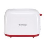 Amerex 700W Krispy 2 Slice Pop-Up Toaster | 2 Slice Slots, Auto Pop-Up, Dust Lid, Cord Wrap Storage, Removable Crumb Tray, Food Grade Heating Element | White Electric Toaster