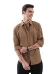 The Indian Garage Co Men’s Printed Slim fit Casual Shirt (1218-SH06-16_Khakhi M-102CM)