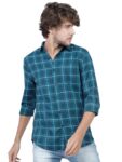 KETCH Men’s Slim Fit Shirt (KHSH000051_Blue M)