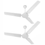Havells 1200mm Mozel ES Ceiling Fan | Best in class base fan, High Air Delivery, Energy Saving, 100% Pure Copper Motor | 2 Year Warranty | (Pack of 2, Elegant White)
