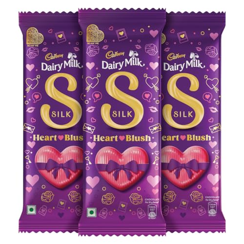 Cadbury Dairy Milk Silk Valentines Heart Blush Chocolate Bar, 150 grams (Pack of 3)