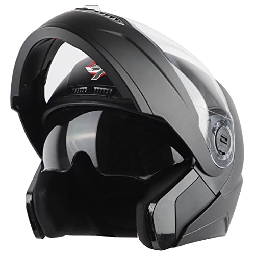 Steelbird SBA-7 7Wings ISI Certified Flip-Up Helmet for Men and Women with Inner Sun Shield (Large 600 MM, Matt Black)