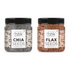 LILA DRY FRUITS Chia & Flax Seeds Combo for Healthy heart, Restful sleep, Boosted energy and Weight management Immunity Booster Diet Food 250gms each Jar Pack (500g total)-All Premium HEALTHY SNACKS