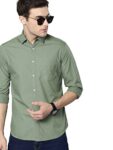 Dennis Lingo Men’s Solid Dusty Green Casual Shirt (C301_Dusty Green_L)