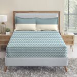 TRIDENT 120 TC Cotton Double Floral Flat Bedsheet(Pack of 1, FLORISTA BLUE)