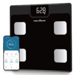 HealthSense Bluetooth BMI Weight Machine for Body Weight, Digital Body Fat Analyzer & Smart Body Composition Scale with Mobile App, 12 Body Parameters, LED Display & 1 Year Warranty – BS161