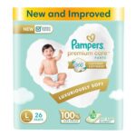 Pampers Premium Care Pants Style Baby Diapers, Large (L) Size, 26 Count, All-in-1 Diapers with 360 Cottony Softness, 9-14kg Diapers