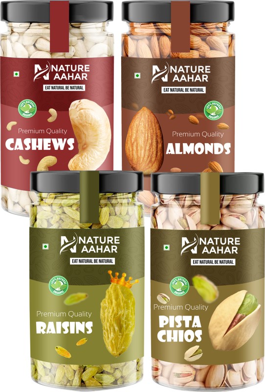 Nature Aahar 100% Pure Dry Fruit Combo of 4 | Tasty, Fresh & Healthy | Almonds, Cashews, Pistachios, Raisins(4 x 0.25 kg)
