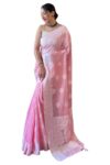SGF11 Women’s Kanjivaram Soft Cotton Linen Silk Saree With Blouse Piece (Pink)