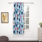 BEDSPUN Curtain Window – Raga Light Filtering Window Curtains 5 Feet Curtains for Home |Abstract| Aqua Blue| Polyester, Pack of 1