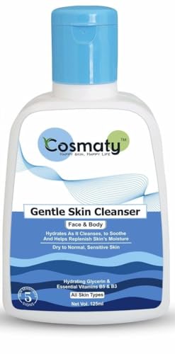 Cosmaty Face Wash Gentle Skin Cleanser for Dry to Normal, Sensitive Skin, 125 ml Hydrating Face Wash with Niacinamide, Vitamin B5