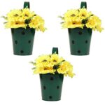 Klassic Metal Railing Dotted Polka Pot (Green, Pack of 3)