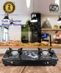 Sigri-wala Surya Toughened Glass Door Step Stainless Steel, Glass Manual Gas Stove(2 Burners)