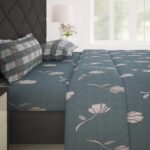 Story@Home 186 TC 100% Cotton Double Bedsheet with 2 Pillow Covers (88 inch X 100 inch, Grey)