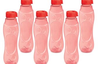 Milton Grammy Pet Water Bottle Set of 6, 1 Litre Each, Red | BPA Free | Food Grade | Recyclable | Resuable | Sports | Gym | Home | Kitchen | Travel Bottle | Hiking | Treking | Reusable