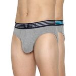 Van Heusen Men Anti Bacterial Briefs – 100% Combed Cotton – Pack of 2 – Colour Fresh, Moisture Wicking_10009_Grey Mel W Lt Grey, Grey Mel_S