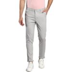 Dennis Lingo Men’s Cotton Solid Casual Trousers, Tapered Fit, Mid Rise, Stretchable Ankle Length Chino Trouser Pant for Men (B101 Light Grey