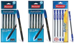Reynolds AEROSLIM BP 5 CT POUCH – (PACK OF 2) | BLUE | 0.7mm Tip Size & Reynolds BRITE BP 5 CT BAG – BLUE | 0.7mm Tip Size