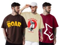 LEOTUDE Men’s Oversized Half Sleeve Round Neck T-Shirt (PO3_FS49_BLESD_Soul_LOSNGLS_P_Beige, Maron_XL)