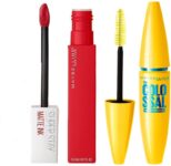 MAYBELLINE NEW YORK Lash & Lip Love Kit-Superstay Matte Ink Liquid Lipstick + Colossal Mascara(Ambitious, 15 g)