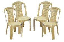 Nilkamal Plastic Armless Chair(Beige, 39x47x89cm) – Set of 4
