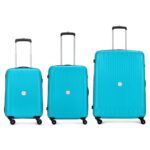 Aristocrat Armstrong 3 Pc Set Cabin 55 Cm(Small) Check-in 66 Cm(Medium) Check-in 75 Cm(Large) 4 Wheels Trolley Bags for Travel Hard Case Luggage, Lightweight Bag with Combination lock (Teal Blue)