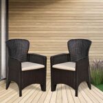 Nilkamal Breeze One Seater Plastic Sofa Chair with Cushion |Dining Room| Bedroom |Living Room |Office – Outdoor – Garden |100% Polypropylene Sofa | Set of 2, Brown