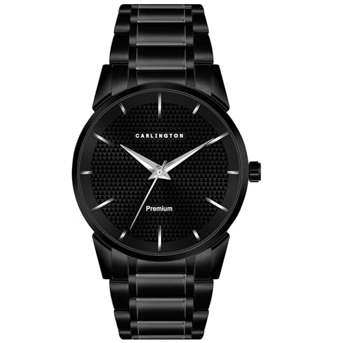 Carlington Premium Analog Men’s Wrist Watch with Link Strap – CT 6010 Black