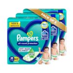 Pampers All round Protection Pants, Medium size baby diapers (MD) 42 Count, Anti Rash diapers, Lotion with Aloe Vera (Pack of 3)