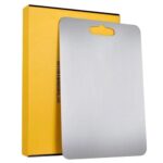 GLUN Stainless Steel Chopping Board: Reliable Metal Cutting Kitchen Tool with Heavy Duty Construction and Anti-Skid Silicon Pad for Enhanced Safety and Durability