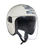Royal Enfield Flip-Up Coopter Camo Mlg ISI Certified Riding Helmet with Clear Visor Gloss White, Size: L(59-60Cm) with High Density Eps for Better Impact Absorption & Comfort On Long Rides