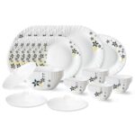 Larah by Borosil Viva Fluted Series Opalware Dinner Set | 31 Pieces for Family of 6 | Microwave & Dishwasher Safe | Bone-Ash Free | Crockery Set for Dining & Gifting | Plates & Bowls | White