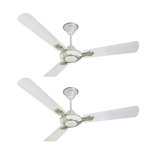 Havells Leganza 3 Blade 1200mm Ceiling Fan (Pearl White Silver, Pack of 2)