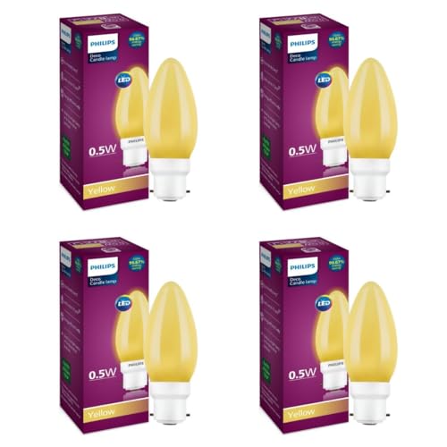 Philips LED Deco Yellow 0.5W Glass candle (Pack of 4)