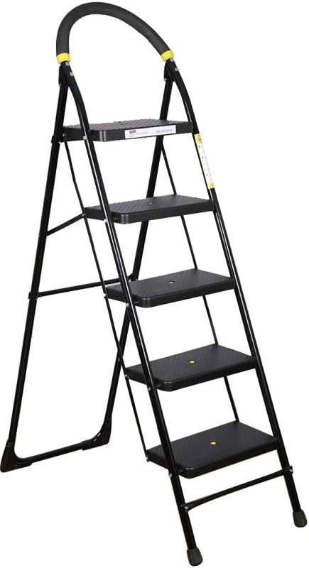 Asian Paints TruCare 5 Steps|Black color|5 Year Warranty|Home Ladder|Anti-Skid, Foldable Steel Ladder(With Platform, Hand Rail)