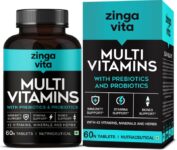 Zingavita Multivitamin Tablets for Men & Women Probiotics & Prebiotics, 100% RDA Vitamin C(60 Tablets)
