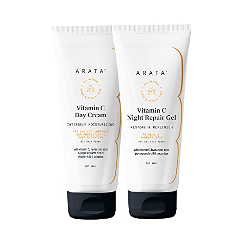 Arata Natural Essential Morning Regime With Facewash (50 ML), Face Serum-Cream (50 ML) & Toothpaste (50 ML) for Women & Men || All Natural, Vegan & Cruelty-Free || Minty Fresh Breath || Radiant, Healthy Skin