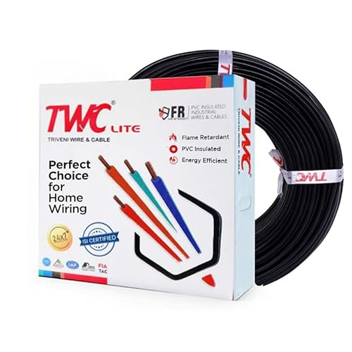 TWC Lite Single Core Electrical Wire |Blue, 45 Meter, 0.75 SQ.MM. |PVC electrical insulated copper wire | Cable for Domestic & Industrial Connection purpose | Flame Resistant |