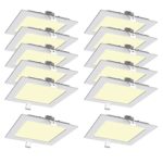 Polycab 18W LED Panel Light Scintillate Edge Slim Square Smart Offers Bright Lumination Long Lifespan No Harmful Radiation (Warm White, 3000K, 12 PCS, Cut Out: 7.79 inches)