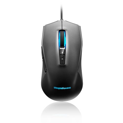 Lenovo Ideapad M100 Ergonomic, Ambidextrous USB RGB Gaming Mouse with Micro Switches with 10M Clicks Lifecycle, On-The-Fly DPI Upto 3200 DPI, 7 Button, 7 Colors in Cycle LED